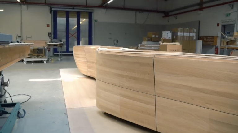Curved counter in the Hoffmann Interior workshop