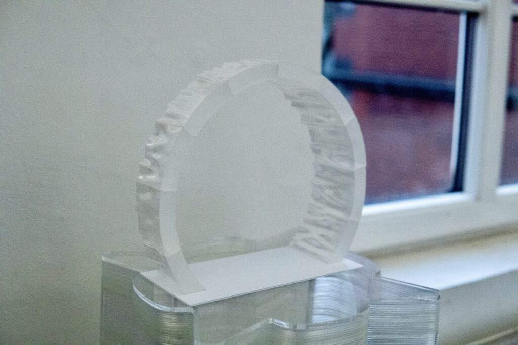Translucent arch model with textured inner surface, Digital Sakral