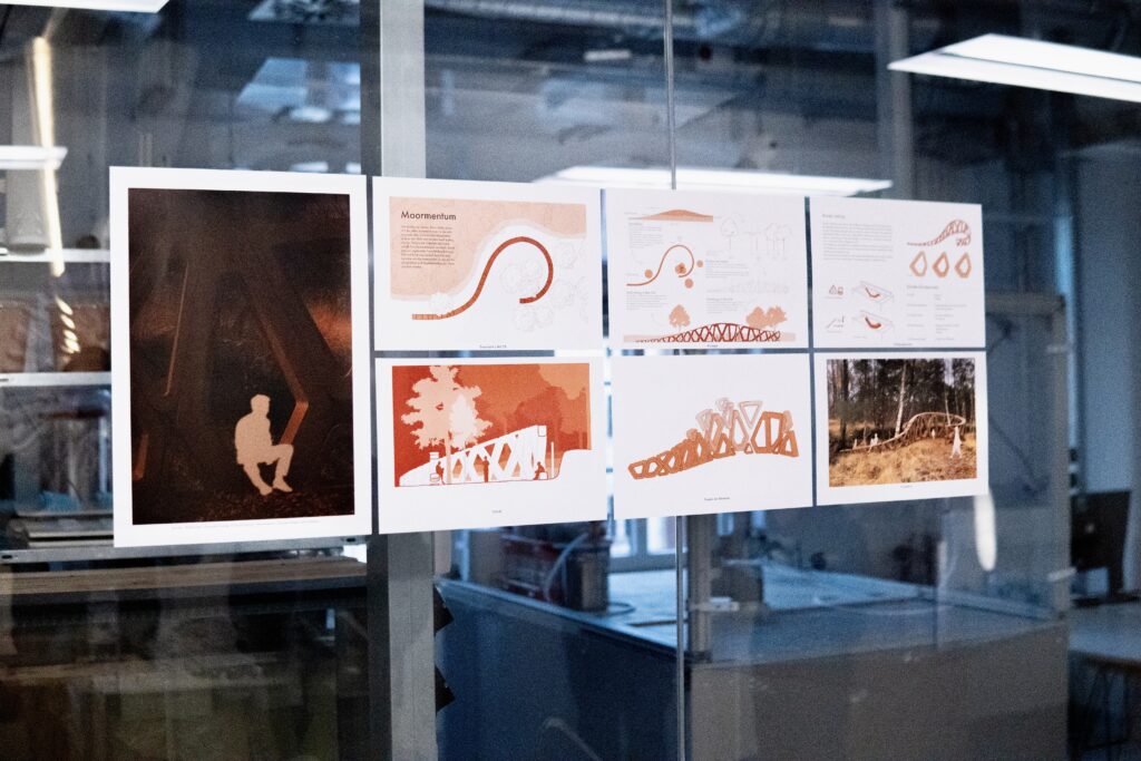 Presentation boards of a landscape path project