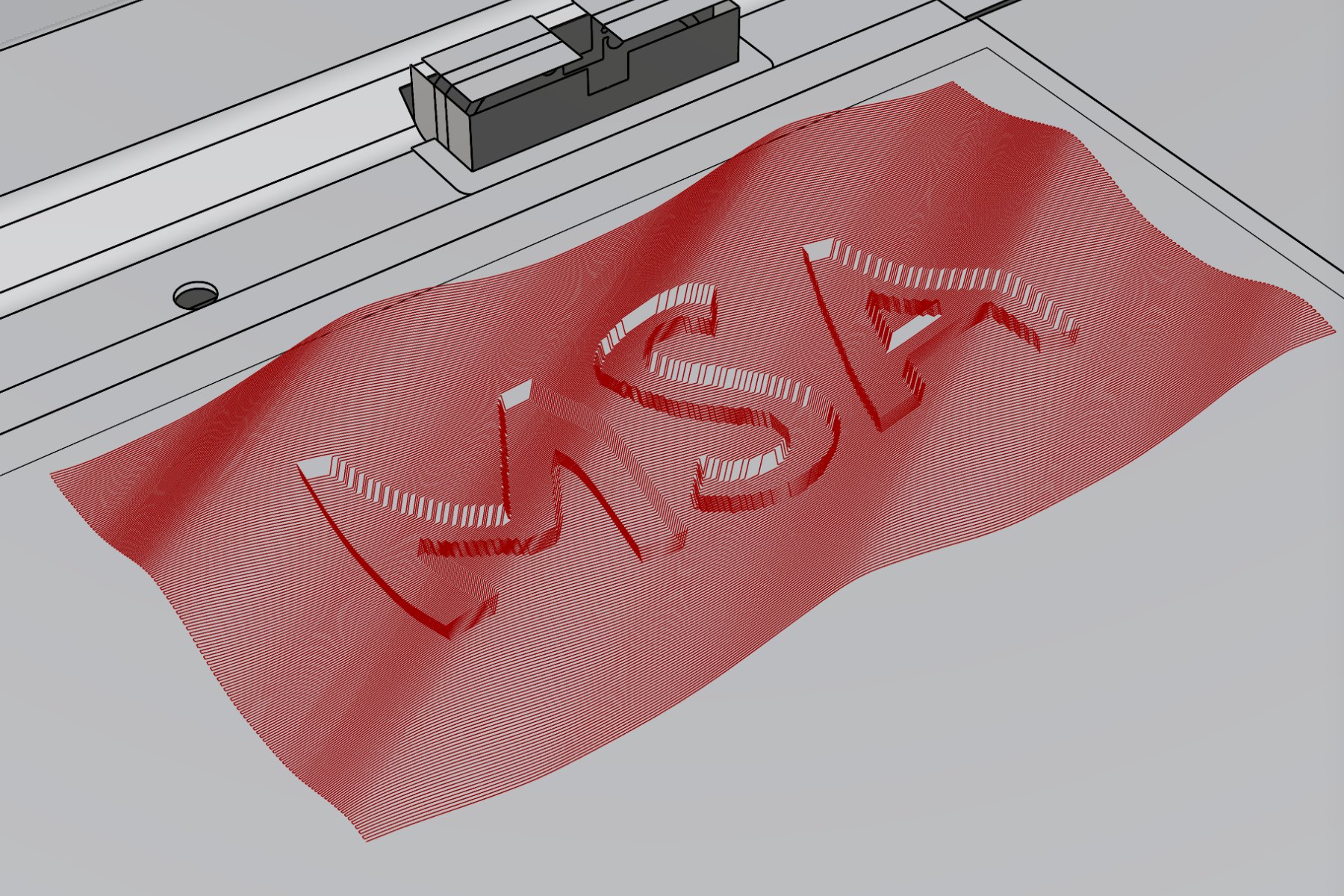Zigzag 3D milling toolpath of an MSA relief in Rhino